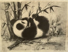 1987 Signed Athalea Gockel Lithograph Panda CHIN CHIN Pompano Beach