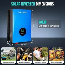 10KW Hybrid Inverter Off Grid 110/220Vac Low Frequency DC 48V AC Input 240V USA