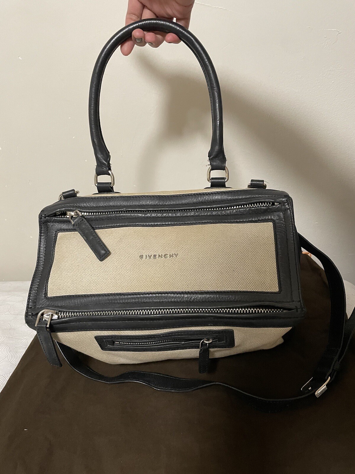 givenchy pandora Leather And Canvas bag medium