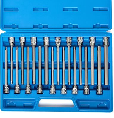 Neiko 10079A Extra Long Allen Hex Bit Socket Set, 18 18 PC MASTER (SAE/MM) 