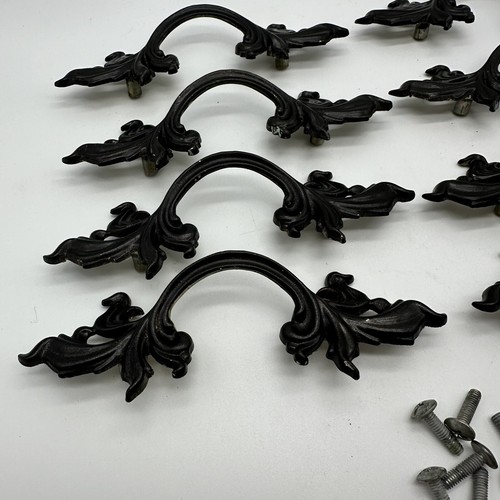 8 pc French Provincial 6” Brass w/ Black 3" Center Dresser Drawer Pulls R120-0 - Picture 21 of 23