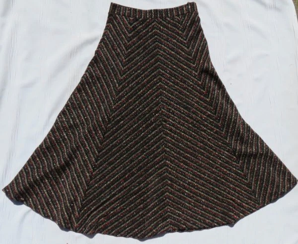 MAEVE by Anthropologie US size S Metallic Stripe A Line Midi Chevron Shine Skirt - Image 4 of 4