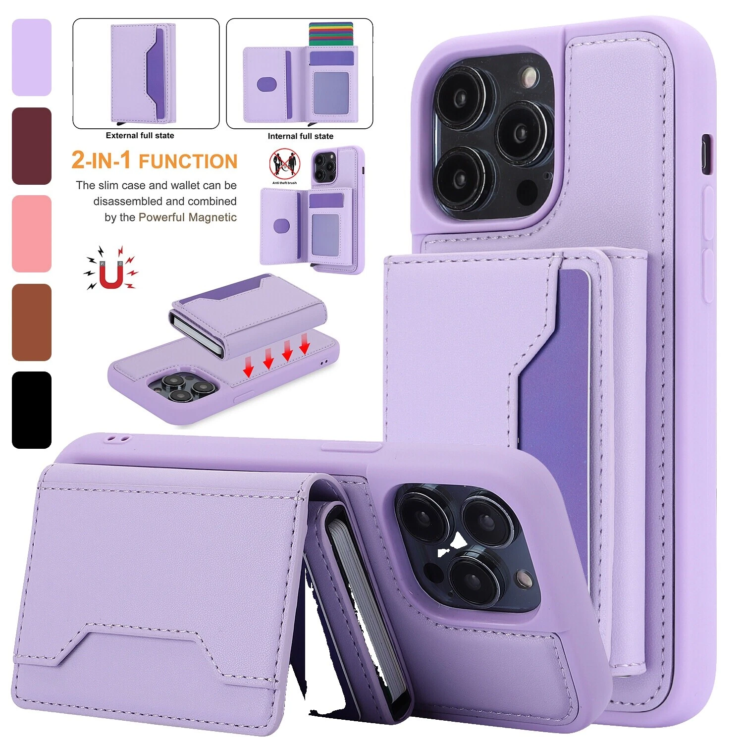 Glossy Synthetic Leather Cell Phone Cases, Covers & Skins Storage Compartment