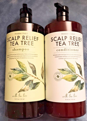 PHARM to TABLE Scalp Relief TEA TREE MINT Botanical Shampoo+Conditioner 32 oz ea