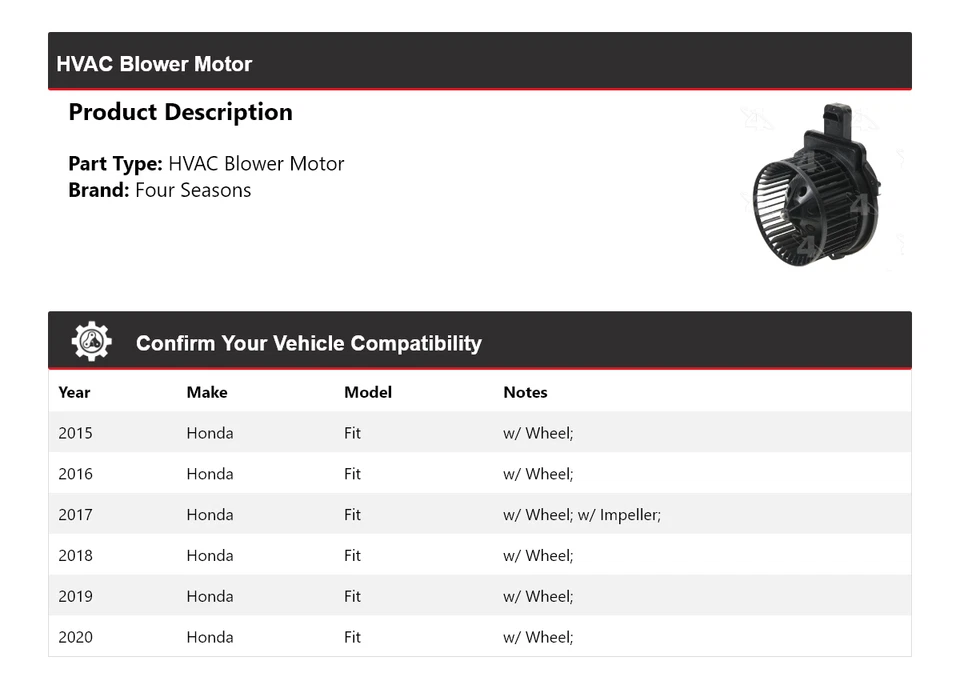 Motor soplador de climatización Honda Fit 2015-2020 4 estaciones 2016 2017 2018 2019 Foto 2 de 4