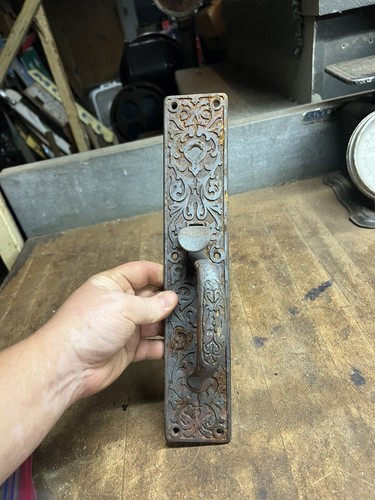 Antique Old Sargent Cast Iron Eastlake Ornate Door Pull Handle Thumb Latch USA - Picture 2 of 12
