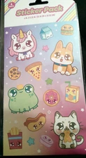 NEW KAWAII animals big eyes foodie sticker pack 4 sheets
