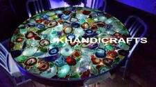 Natural Multi Color Agate Stone With LED Lighting Home Decor Coffee Table