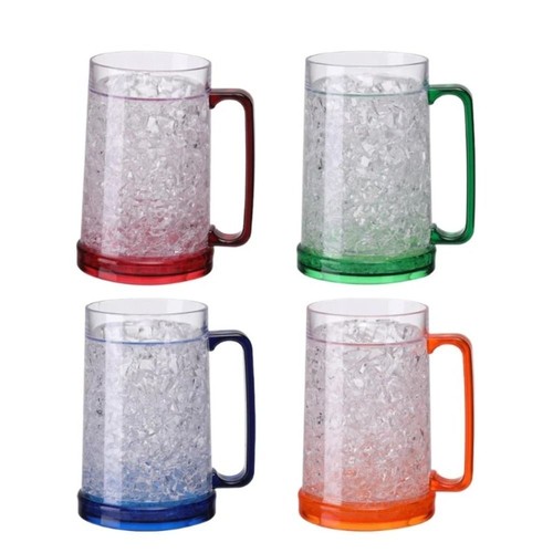 Freezer Ice Beer Mug Double Wall Gel Frosty Beer Drinking Glasses Cool Wine Cup - Picture 3 of 14