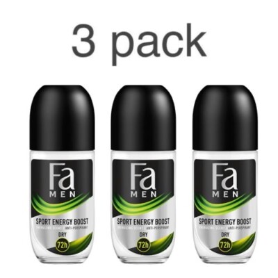 3pack Mens roll-on deodorant FA DOUBLE POWER BOOST 1.7 fl.oz / 50 ml