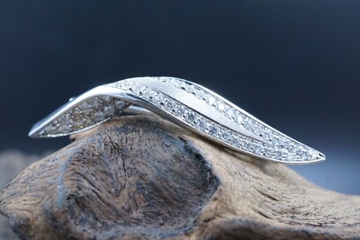 Alfieri & St. John 18K White Gold and .50Ct Pave Diamond Brooch  4.25 Grams