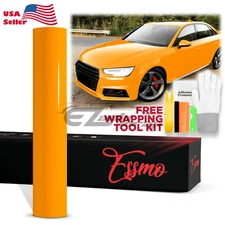 ESSMO PET Super Gloss Papaya Orange Vehicle Vinyl Wrap Decal Sheet Like Paint
