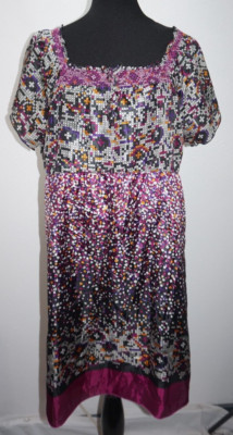 S Oliver Satin Geometric Abstract Floral Shift Dress Sz 42 US 12 Square Neckline