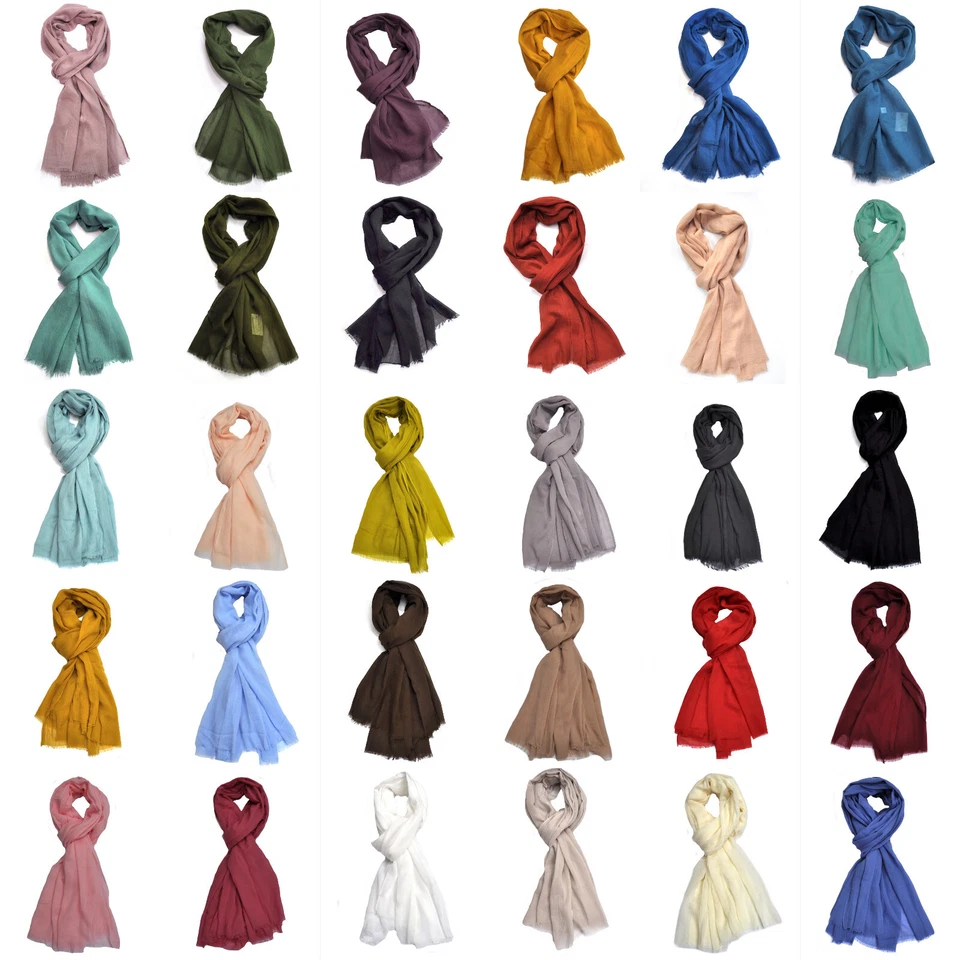 XXL Seidenschal Langschal Lang Schal Halstuch Tuch Damenschal Fransen Uni Damen