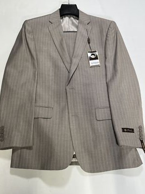 Mens P and L Brown Pinstripe Classic Fit Suit 38R NEW