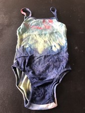 Spaghetti Strap Girls Leotard Muted Tie Dye Soft Handmade Size Small 3/4