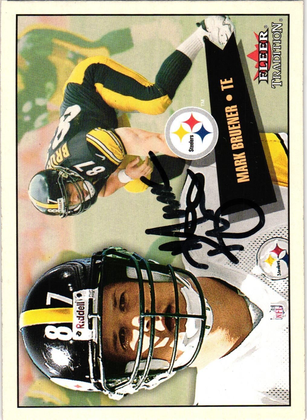 #300 Mark Bruener  Signed 2001 Fleer Tradition NFL Football Card STEELERS Auto