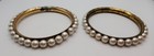 Vintage Faux Pearl Wired Bracelet Gold tone Bangle — photo 6