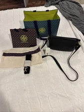 Tory Burch Thea Black Pebbled Leather Flap Crossbody Shoulder Bag Purse 144688