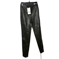 NEW Zara Black Faux Leather Leggings Hi-Rise Leggings Skinny Pants Size XS