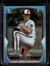 2023 Bowman Draft #BDC-92 Levi Wells Chrome Sky Blue Refractor
