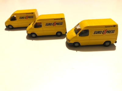 1A Konvolut 3 Stück Ford Transit  Deutsche Post Euro Express RM Rietze H0 1:87