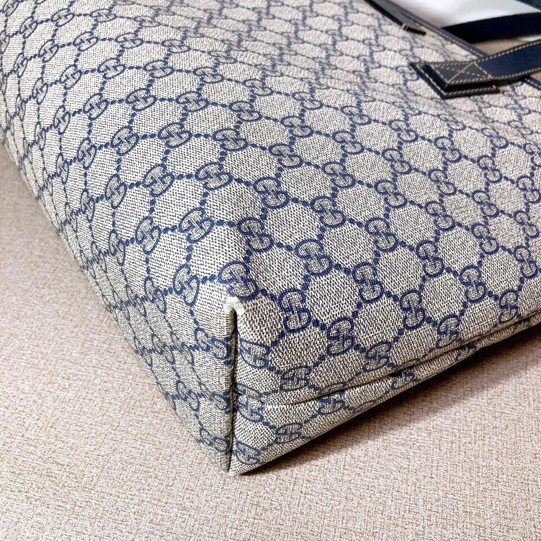 GUCCI GG Tote Hand Bag Ziplock Leather PVC Beige Black Silver Hardware Japan thumbnail 11