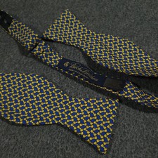 Brooks Brothers Makers Bow Tie Geometric Blue and yellow USA made Adjustable