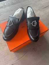 Hermes Women's Leather Impact Loafer EU 39 US 8.5 - Black/Noir, Palladium/Silver