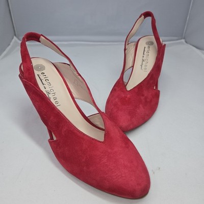 Eric Michael Women's Red Suede Heel Size 9 Dancing Party Christmas Shoe