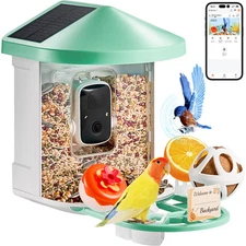 VEVOR Smart Bird Feeder with Camera 2K HD AI Identify Bird APP Wi-Fi Solar Panel