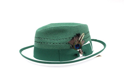 Men's Bruno Capelo Fedora 100% Poly Braid Emerald Green/ White CV-894