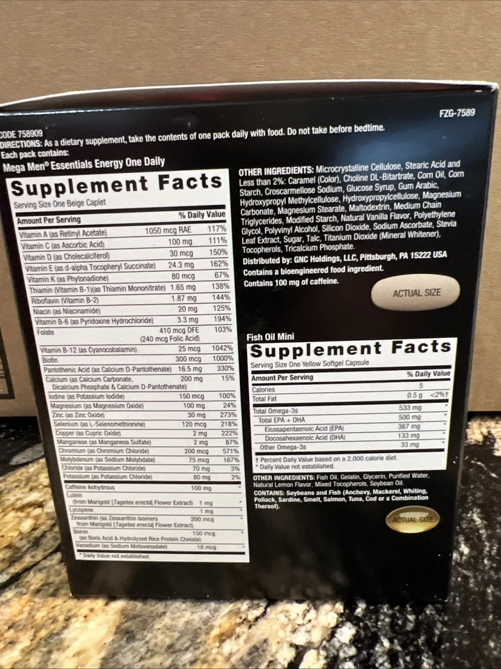 GNC Mega Men Health Vitality Vitapak 30 paquetes diarios 4 en 1 multivitamínico X2 9/26 Foto 2 de 4