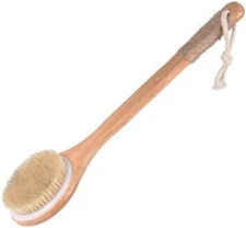 Dry Bath Body Brush Back Scrubber Wooden Handle