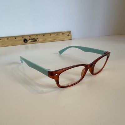 Rectangular Reading Glasses Brown & Light Blue Plastic Frame Unisex Adults +1.50