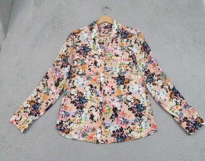 Express Shirt Womens Medium Multicolor Floral Button Front Long Sleeve Top