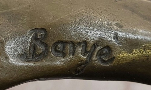 Handcrafted Barye Bronze Sculpture Cougar Mountain Lion Genuine Statue - Picture 10 of 10