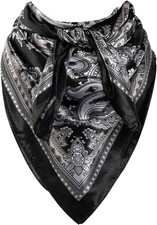 35 Inch Wild Rag Cowboy Scarves for Men Large Rancher Neckerchief Polyester Blac
