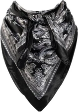 35 Inch Wild Rag Cowboy Scarves for Men Large Rancher Neckerchief Polyester Blac