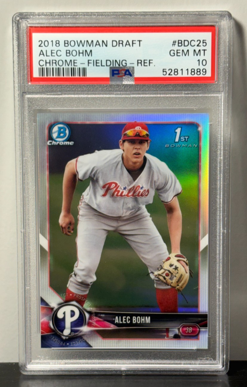 2018 Bowman Chrome Draft Alec Bohm 1st Bowman Refractor BDC25 PSA 10