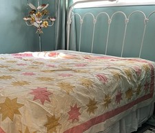 Vintage Lone Star Quilt Top Pink & Maize 86 X 78 Unfinished