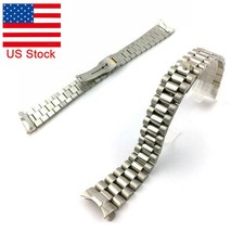 Solid Stainless Steel Strap Bracelet 20MM Curved End President Gold Watch Band 