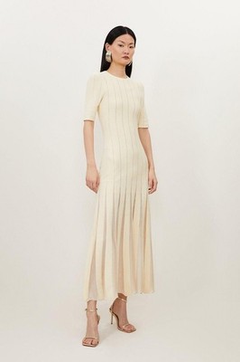 Karen Millen A-Line Midi Dress XS in Cream RRP £139