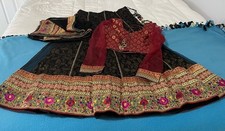 3PC Pakistani Indian Women s SIZE M blouse Skirt Lengha Dupatta Choli Set Fancy