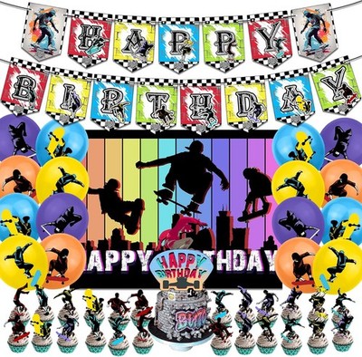 Skateboard Birthday Party Supplies Cool Skateboard Party Decorations Include ...