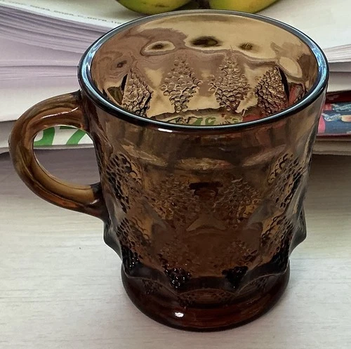 Vintage Anchor Hocking Fire King "Kimberly" Diamond Pattern Glass Mug