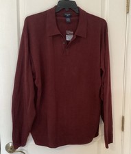 Dockers Mens Vintage Sweater Burgundy XXL/XXG Collared Pullover 100 Acrylic NWOT