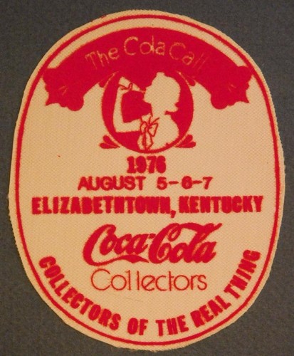 1976 The Cola Call Coca Cole Collectors Conv Flocked Patch Elizabethtown KY B2S2