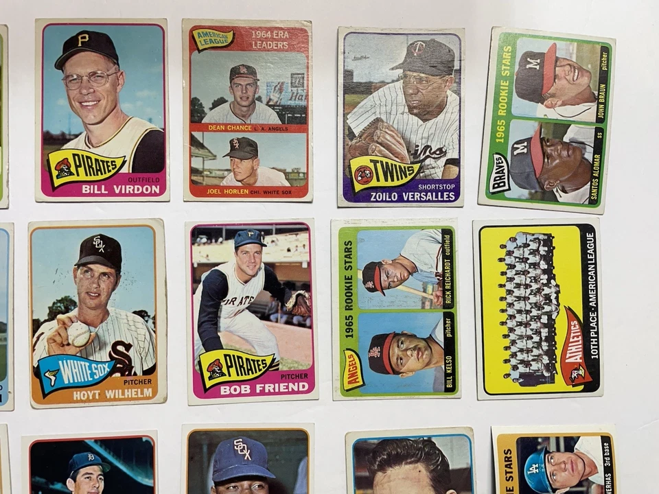 Лот из 36 бейсбольных карточек 1965 Topps. HOF, звезды, высокий #, другие. Смешанные Grd - Изображение 3 из 4