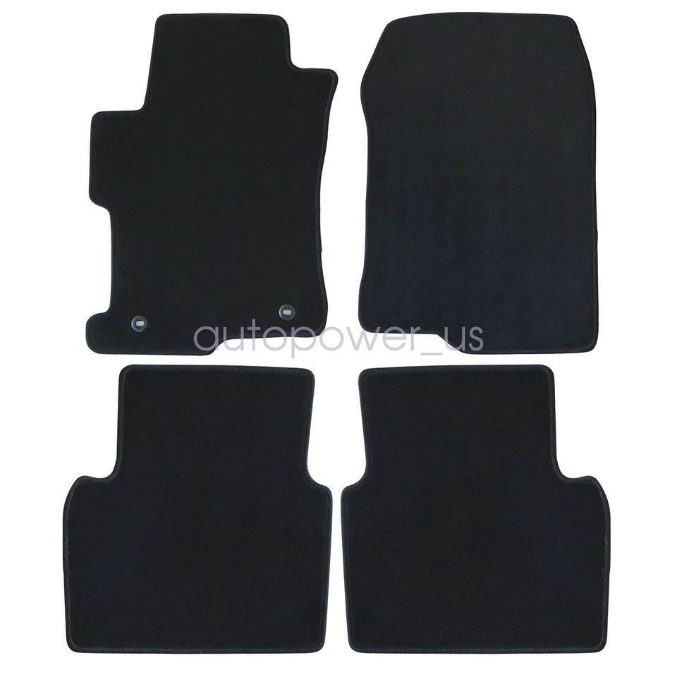 Fits 08-12 Honda Accord Sedan Front Rear Floor Mats Carpet Black Velour 4PC - Изображение 4 из 4